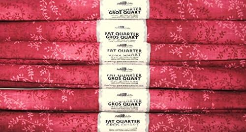 6 FAT QUARTERS MAUVE PINK WITH VINE DESIGN 100% COTTON ~ SEWING, QUILTING, ART