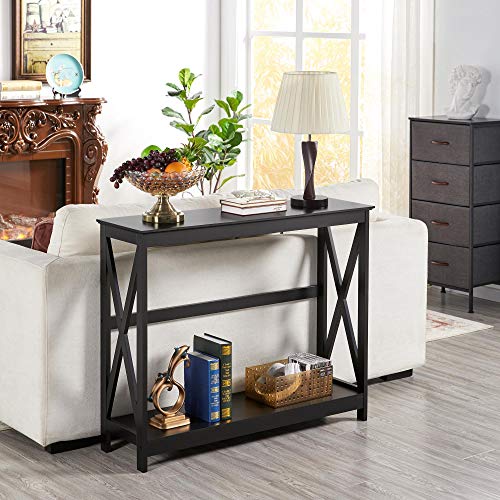 Yaheetech Console Table for Entryway, 2 Tier Entryway Table Bookshelf Accent Table w/Storage