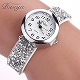 Hunputa® Duoya Brand Watches Women Luxury Crystal Women Bracelet Quartz Wristwatch Rhinestone Clock Ladies Dress Gift Watches (White)