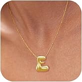 Bheop Bubble Gold Silver Letter Necklace for Women Dainty 14K Gold Plated Balloon Initial Necklaces for Women Trendy Cute Chunky Charm Monogram Pendant Name Necklace Fashion Jewelry Gifts for Teens
