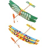 IMIKEYA 2-Pack Balsa Wood Airplane Kits, Rubber Band Powered Gliders | Build-and-Fly Planes for Kids, Hand-Launch Toys for Indoor and Outdoor Play