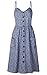 Angashion Women's Dresses-Summer Floral Bohemian Spaghetti Strap Button Down Swing Midi Dress With Pockets, Navy Blue 1, Small