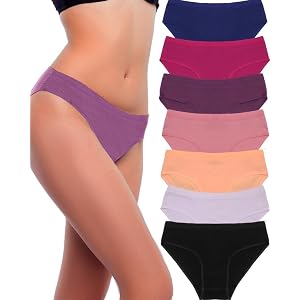 Dyienocs Womens Ribbed Cotton Bikini Panties Soft Breathable Stretchy Briefs Comfortable Cheeky Ladies Daily Underwear