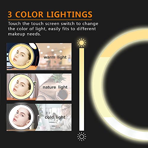 USB 10X Magnifying LED Lighted Makeup Mirror Vanity Mirror with Lights with Powerful Suction Cup