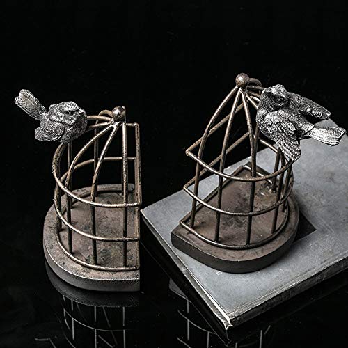 Desktop Decoration Metal Bookends , Shelves Retro Birdcage Handicrafts,Office Or Study Room Home Shelf Decorative