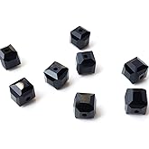 Chengmu 6mm Cube Glass Beads for Jewelry Making, Faceted Square Crytal Spacer Beads for Bracelet Necklace Earring, Black 270pcs