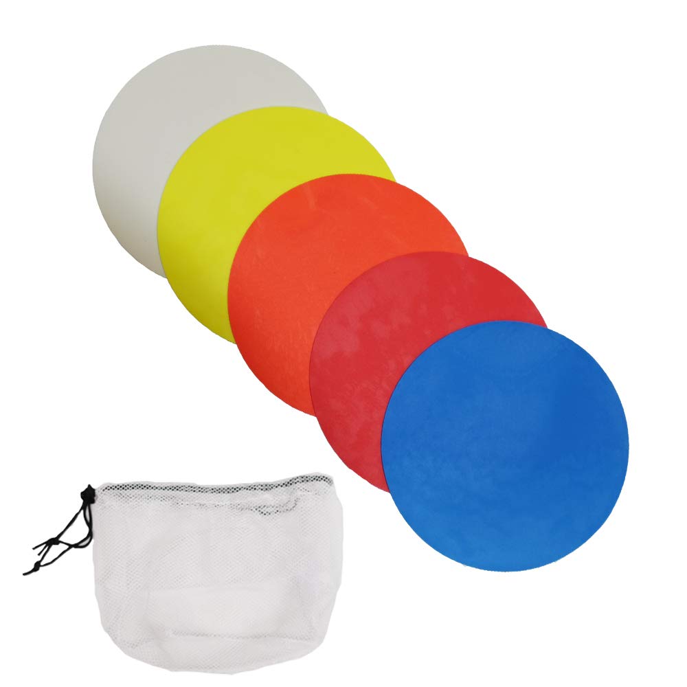 The Soccer Store Set of 10 Flat Disc Markers (Individual and Multi-pack) (Multi, 15 cm) With Bag