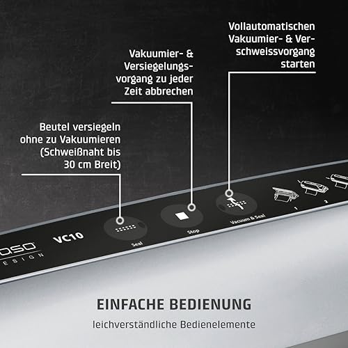CASO VC10 vacuum sealer - test winner at Stiftung Warentest, vacuum sealer, food remains vacuumed up to 8x longer fresh, 30cm long & stable weld, including 10 professional foil bags