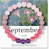 Risyfjew Birthstone Crystal Floral Bracelets for Women Men Colorful Stone Bracelet for Women Reduce Anxiety Zodiac Month Bracelet Birthday Graduation Gifts