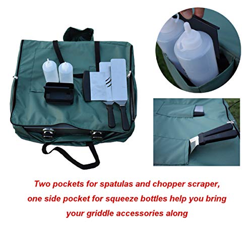 Mini Lustrous 22 Inch Table Top Griddle Carry Bag and Cover for Blackstone, Outdoor Flat Top Portable Gas Griddle Tote Bag with Cover, 2-Piece Set (Green)