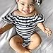 GRNSHTS Baby Girls Black and White Striped Romper Bodysuit (90/6-12 Month, Black+White)