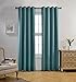 MIUCO 1 Pair Thermal Insulated Grommet 52-Inch-by-84-Inch Blackout Window Curtain Panels with 2 Tiebacks, Teal