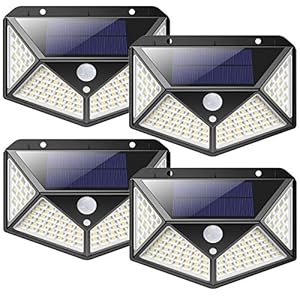 iPosible Solarlampen voor buiten, 2200 mAh, super energiebesparend, 100 leds, zonnelamp met bewegingsmelder, 270 graden…