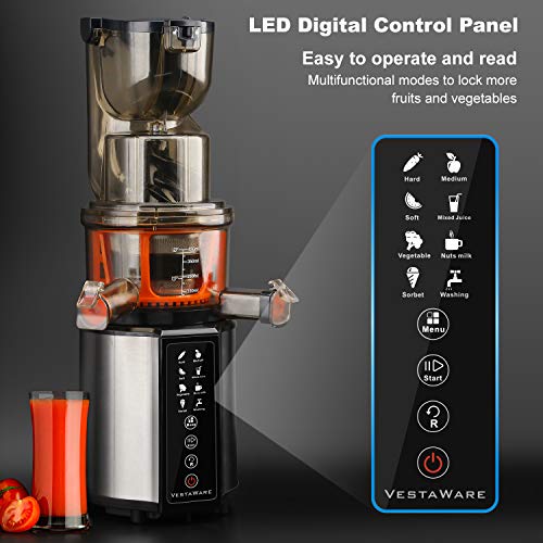 Juicer Machines, Vestaware Masticating Slow Juicer with Digital Control