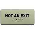 Not an Exit Identification Sign - Photoluminescent NFPA ADA Compliant Sign, Raised Icons, Raised Braille, Glow in the Dark, T