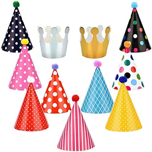 Honeygoal Party Hats for Kids Multi-Colors Paper Birthday Party Hats 11 Pack