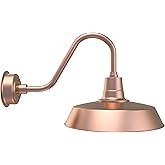 18" Vintage Gooseneck Barn Light with Rustic Arm in Copper