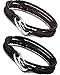 FIBO STEEL Stainless Steel Braided Leather Bracelet for Men Wrist Rope Bracelet 4-Strand, 8.0-8.5 inches