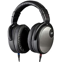 Monoprice HR-5C Wired Headphones - Black/Silver with 42mm Drivers, High Resolution Closed Back, 1.3mm Cable