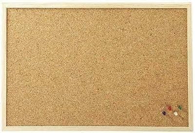 Bargain Factory Cork Board 40x30cm Natural Wood Frame Push Pin Memo Notice Board