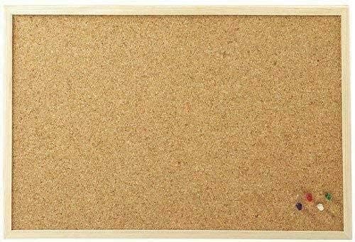 Bargain Factory Cork Board Notice memo Label Instructions Rules pin 5 Push Pins Classic Wood Natural Frame Office, School, Home (40 x 30 CM)
