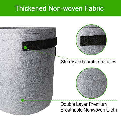 TQQFUN 2 Pack 7 Gallon Smart Potato Bags Velcro Window Vegetable Bags, Double Layer Premium Breathable Nonwoven Cloth for Potato/Aeration Fabric Pots with Handles(Gray)