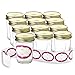 Case of 12-8 Ounce Glass Mason Jars with Gold Lids and Labels Perfect for Home Canning, Pickling, Gifts, Presentation, Baby Showers, Baby Food Storage, Wedding Favors, Juicing, Housewarming, Pantry