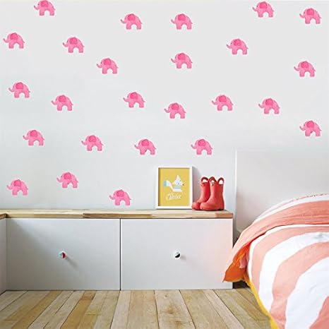 Amazon Yanqiao ワォーステッカー ピンクの象 かわいい 部屋の背景をとして貼る キレイ おしゃれ 壁飾り 壁掛け ウォールステッカー オンライン通販