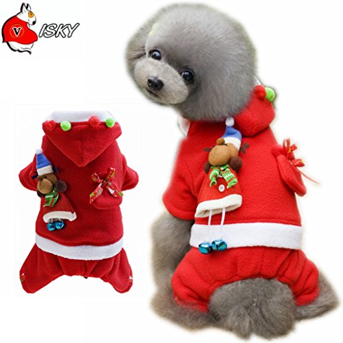 Visky Pet Dog Christmas Costume Dog Santa Dress Cat Winter Coat