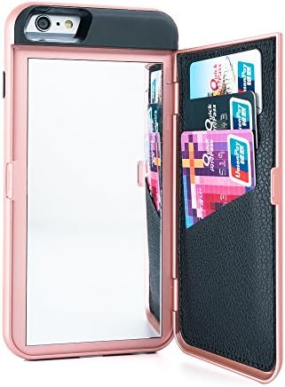 iPhone 6S Plus Case, iPhone 6 Plus Case,Wetben Dual Layer Shockproof PC+TPU Mirror Wallet Case with Stand Feature and Card Holder for Apple iPhone 6/6S Plus 5.5 inch (Rose Gold Series2)