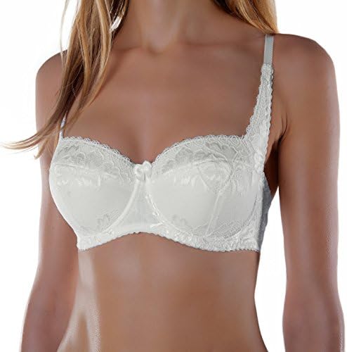 fruitVogue Women's Demi &amp; Balconette Underwire Lightly Padded Lace Bra 34 DD Ivory (SL_553_75E)