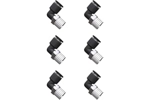 EterMutable 6Packs 3/8" OD Tube x 1/4" NPT Thread Elbow Push to Connect Fittings,Pneumatic Male Quick Connect Air Line Hose Fittings Accessories
