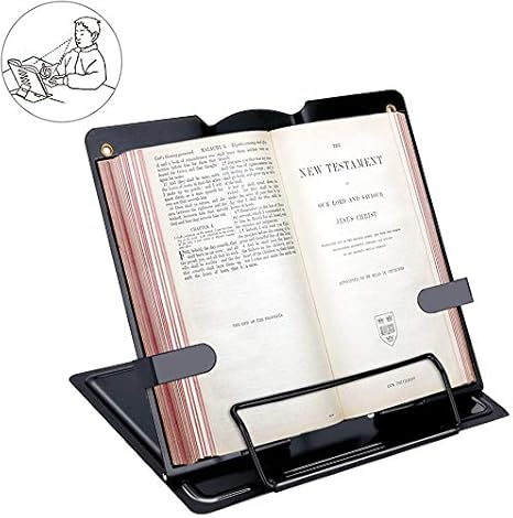 Amazon Com Welltop Book Stand Holder Metal Recipe Book Stand Eye Protection Folding Reading Stand Anti Slip Adjustable Stable Bookend Bookrests For Home Office School Computers Accessories