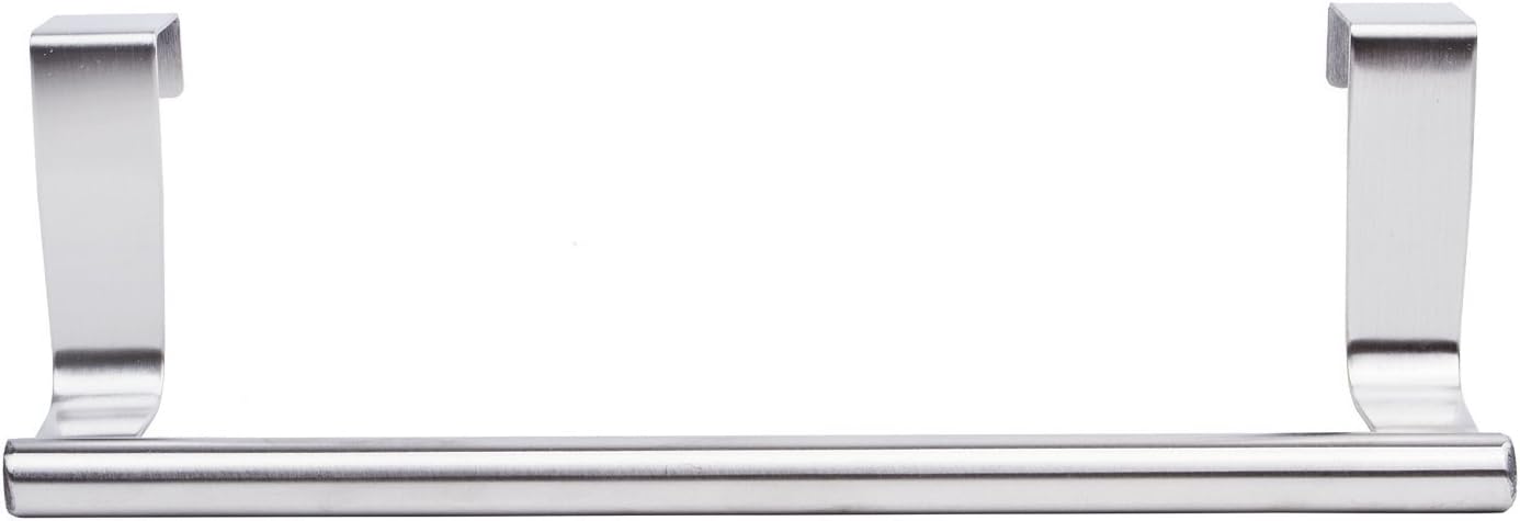 Mziart Modern Towel Bar with Hooks for Bathroom and Kitchen, Brushed Stainless Steel Towel Hanger Over Cabinet (9 inch): Home & Kitchen
