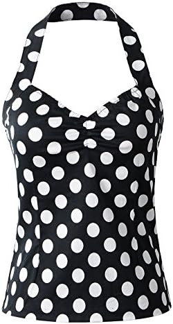 50s Pinup Rockabilly Polka Dots Halter Top Sweetheart Neckline Vintage Retro Style