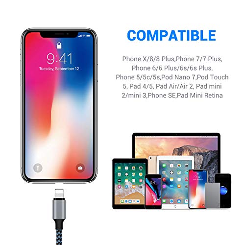 iPhone Charger, Sundix 3Pack 10ft Lightning Cable iPhone Charger Cable Nylon Braided Charging Cord Compatible iPhone XR XS XSMax X 8 8 Plus 7 7 Plus 6 6s Plus SE 5 5s 5c iPad iPod? (Blue)