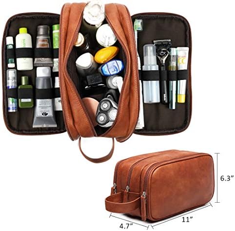 Leather Toiletry Bag for Men,Large Capacity Waterproof Travel Dopp Kit with Sturdy Handle,Travel Organizer for Toiletries -Travel Bag for Dad/Men/Husband for Valentines' Day 5 Leather Toiletry Bag for Men,Large Capacity Waterproof Travel Dopp Kit with Sturdy Handle,Travel Organizer for Toiletries -Travel Bag for Dad/Men/Husband for Valentines' Day