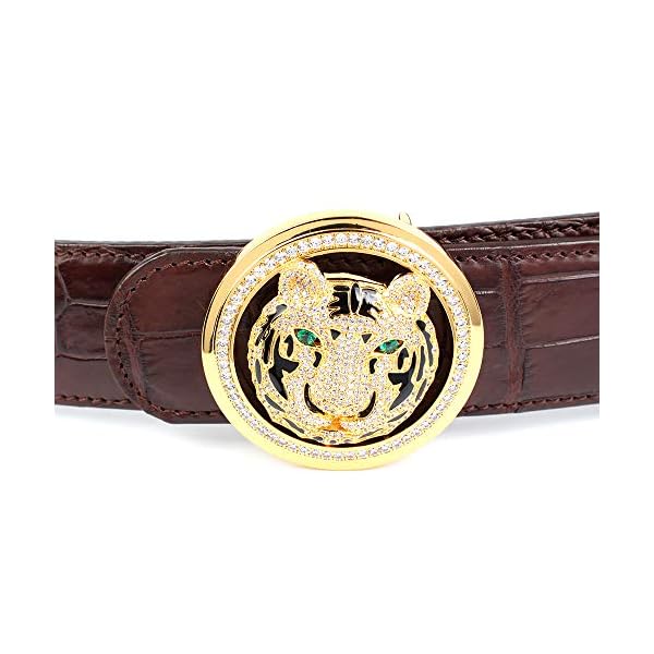 Neil Carden Crocodile Leather Belts for Men Gold Plated with Pure Silver Plate Buckle Belt 403 - Image 5