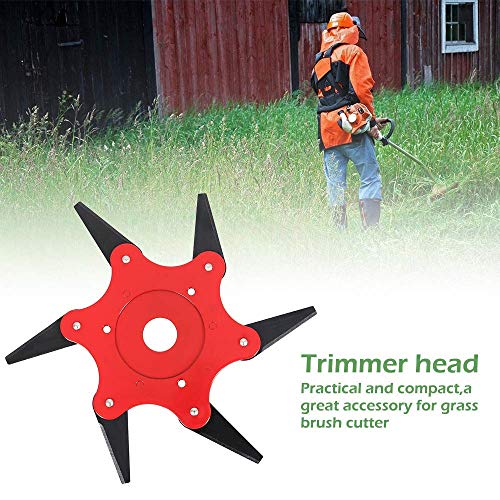 Automotor Outdoor Trimmer Head 6 Steel Razor Blade Trimmer Replacement 65Mn Lawn Mower Head Accessories Garden Lawn Mower Weed Brush Cutter with Adapter - Thumbnail 5