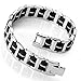 INBLUE Men's Stainless Steel Rubber Bracelet Link Wrist Silver Tone Black Rectangular