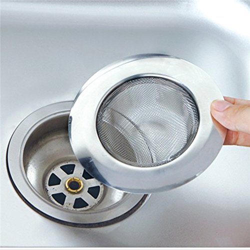 2 Pcs Stainless-Steel Kitchen Mesh Silver Sink Strainer Large Wide Rim 4.5" Diameter,Perfect for Kitchen Sinks