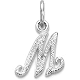 JewelryWeb 10k White Gold Letter Name Personalized Monogram Initial Charm 17x8.5mm Wide Pendant Necklace for Women
