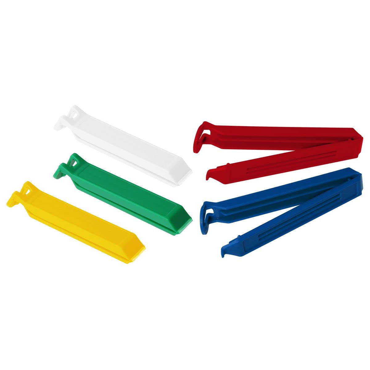 Fackelmann Bag Clips Set 4,5 Inch 5 Pieces of PP, White/Green/Yellow/Blue/Red