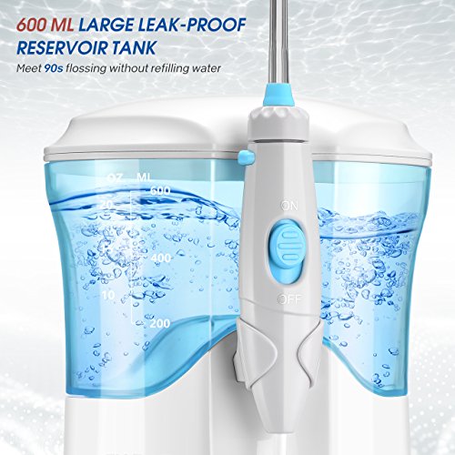 Water Flosser, ELLESYE Oral Irrigator 600ml with 9 Multifunctional Jet Tips, 3 Min Timer, Dental Water Flosser for Braces Care & Teeth Cleaning, Quiet Design for Adults & Kid Use White