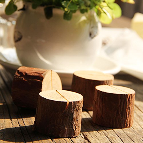 Aimyoo Wooden Card Holders Table Number Stands for Home Party Decoration Wedding Favors (Pack of 50) - Thumbnail 2