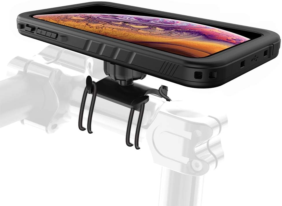 iitrust Bike Mount for Iphone XS Max, Bicycle Rainproof Anti-Fall Case for for Iphone XS Max, 2 in 1 (Rainproof Case+ Bike Mount), Support Fingerprint Recognition (Iphone XS Max, Colour-Black)