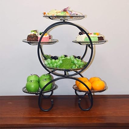 Amazon ケーキ スナック フルーツディッシュ ケーキ スタンド デザート 手作り 金属 バスケットを提供するホテルホーム誕生日パーティーのためのプレート ブラック Shmxq ケーキスタンド