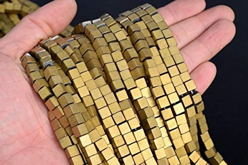 6MM Matte Gold Hematite Cube Grade AAA Natural Gemstone Loose Beads 8" nvKE-2317