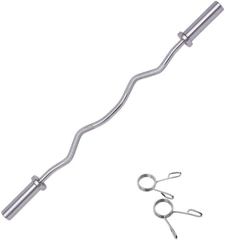 Olympic 4Ft Weight Curl Bar with Chrome Sleeves, Solid Iron Power