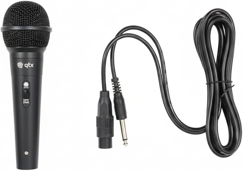 QTX Handheld Dynamic Microphone Vocal PA XLR to 6.3mm Lead Included